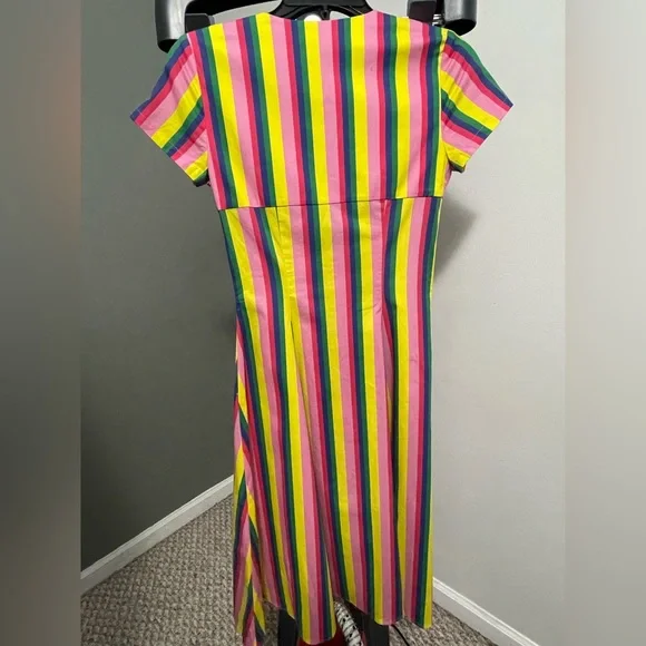 STAUD ALICE TIE-FRONT STRIPED DRESS IN MULTI COLOR SIZE 0 NWOT - Picture 4 of 4